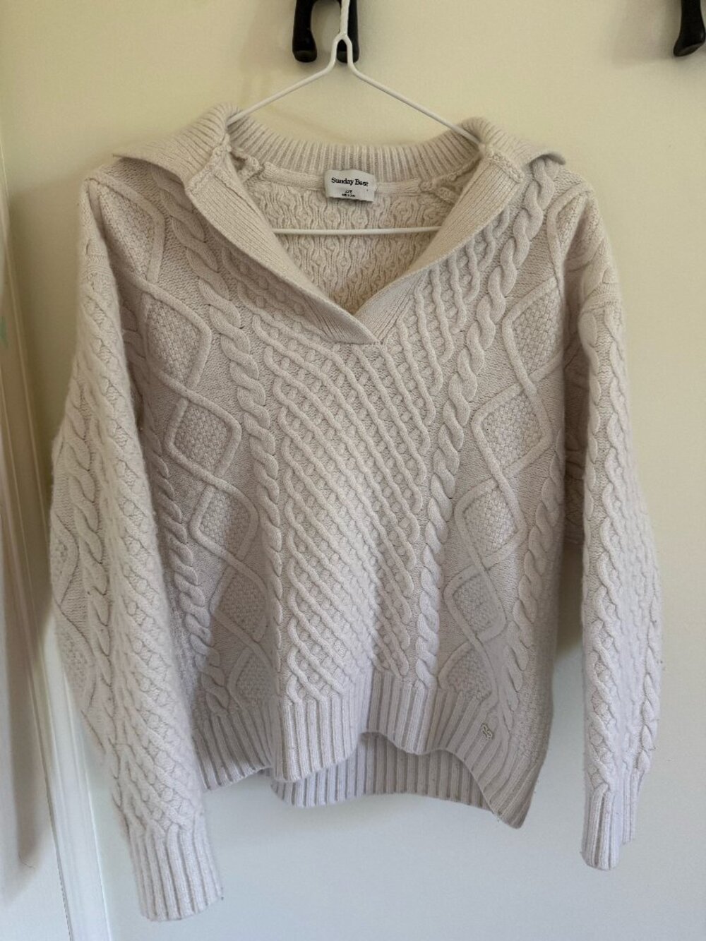Aritzia Sunday Best Peggy Polo Sweater - White, Size 2XS (oversized fit)